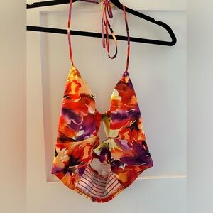 Bright Floral Halter Crop Top